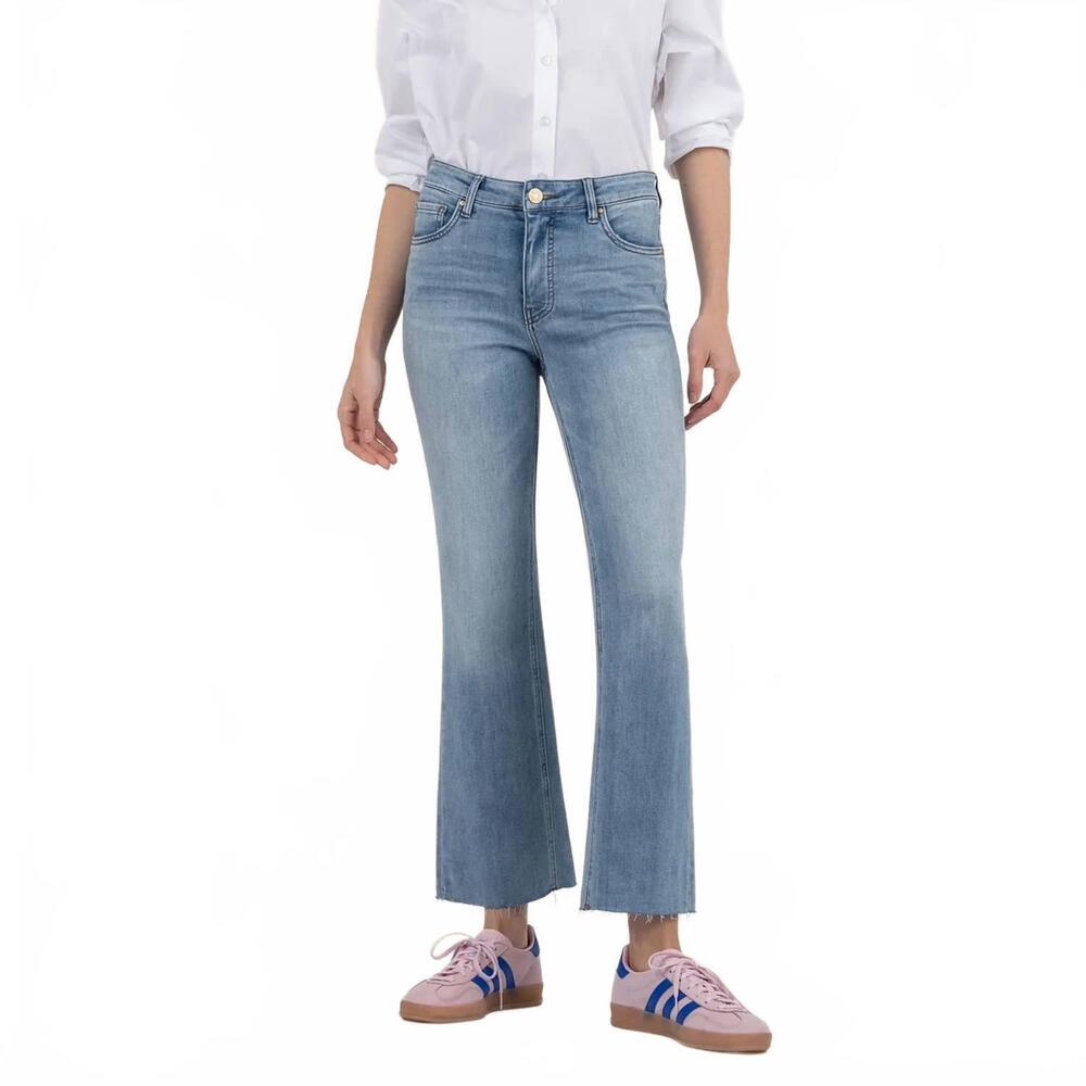 NEW KUT FROM THE KLOTH kelsey high rise fab ab ankle flare jeans in honest